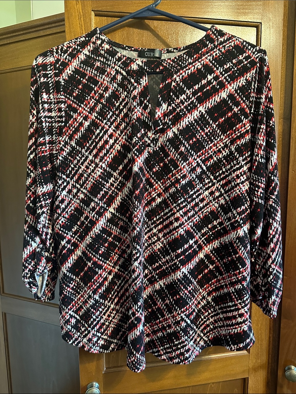 Black & Red Plaid Women’s Long Sleeve Blouse